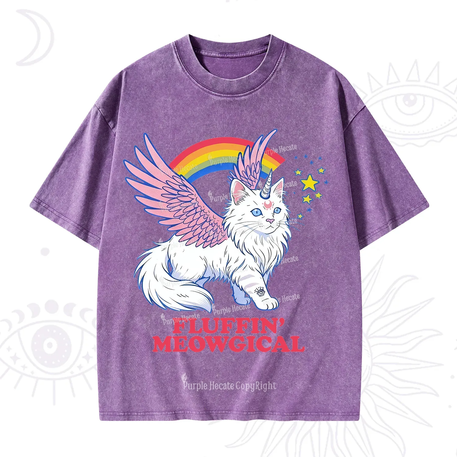Purplehecate Fluffin Meowgical Washed T-Shirt