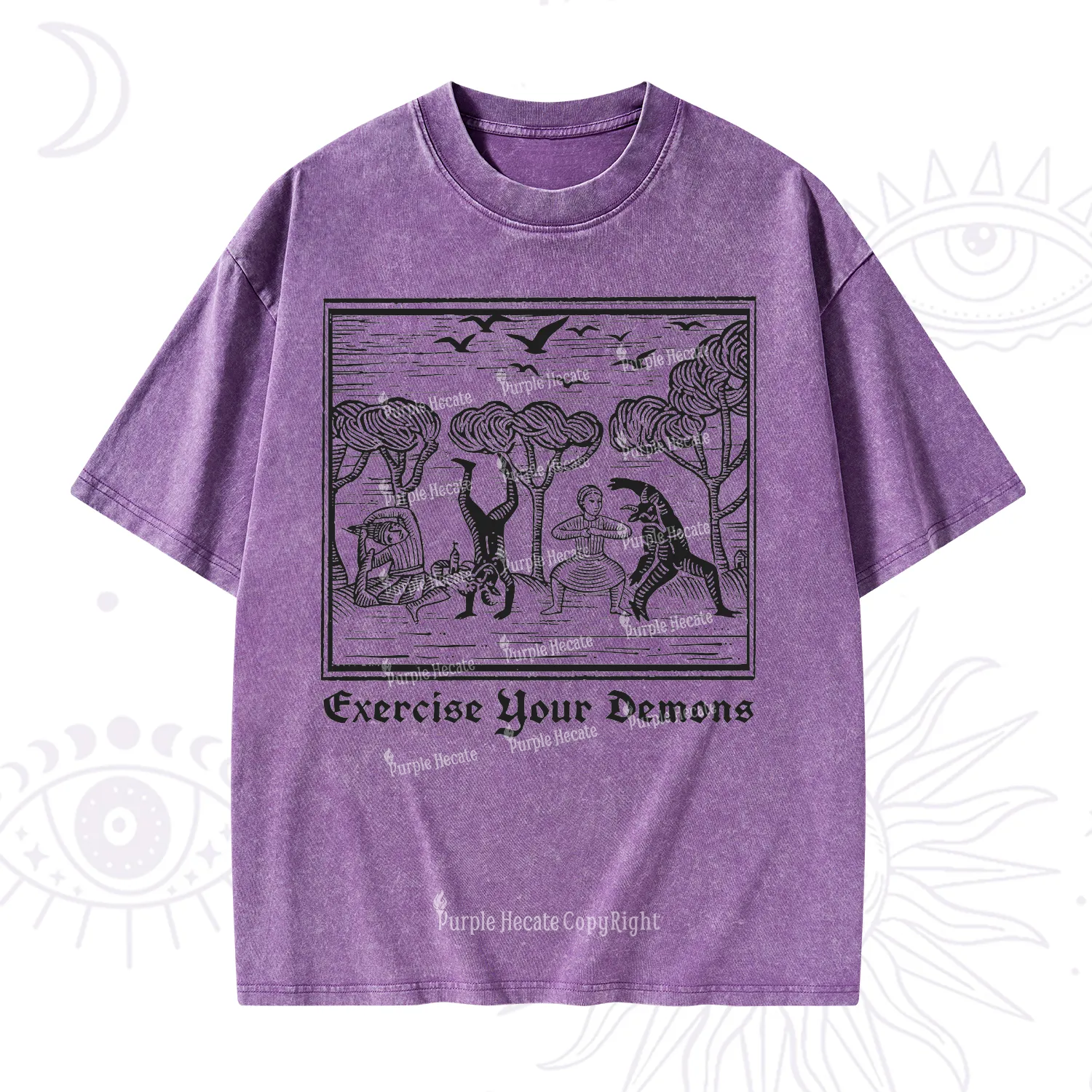 Purplehecate Exercise Your Demons Washed T-Shirt