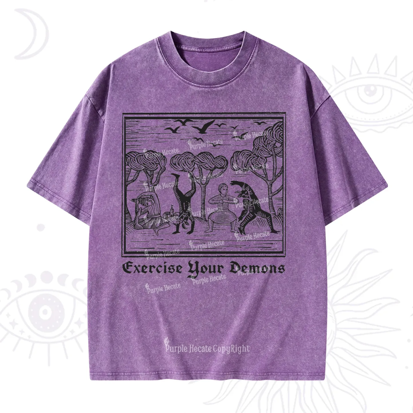 Purplehecate Exercise Your Demons Washed T-Shirt
