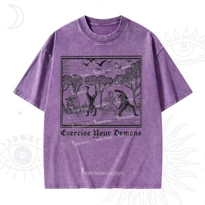 Purplehecate Exercise Your Demons Washed T-Shirt