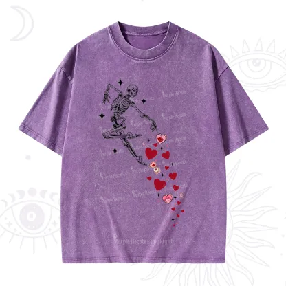Purplehecate Dancing Skeleton of Love Valentine Washed T-Shirt