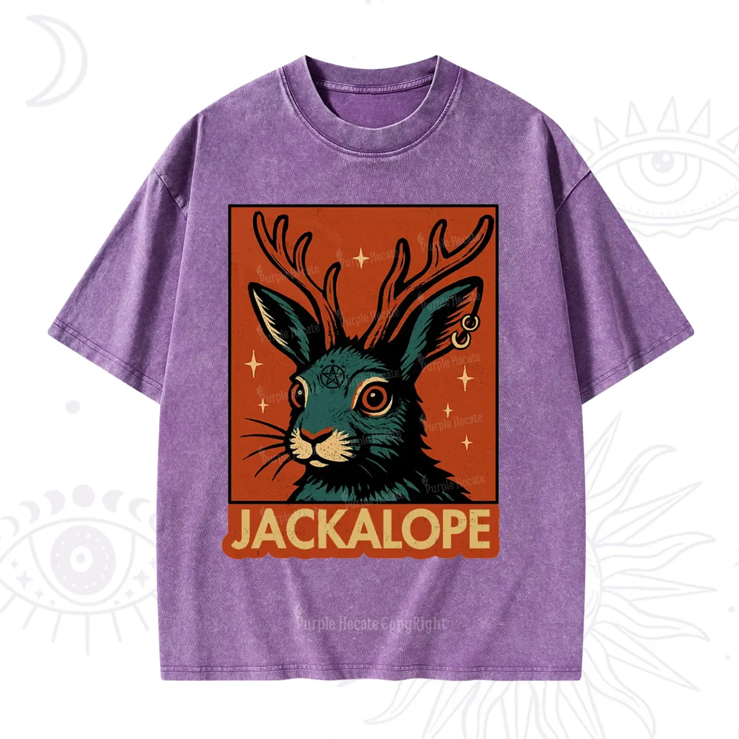 Purplehecate Funny Jackalope Washed T-Shirt