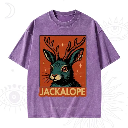 Purplehecate Funny Jackalope Washed T-Shirt