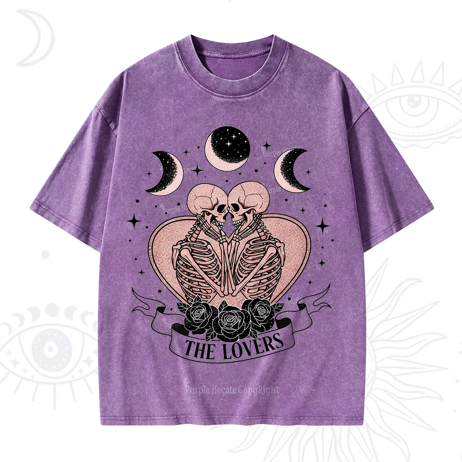 Purplehecate The Lovers of Skeletons Washed T-Shirt