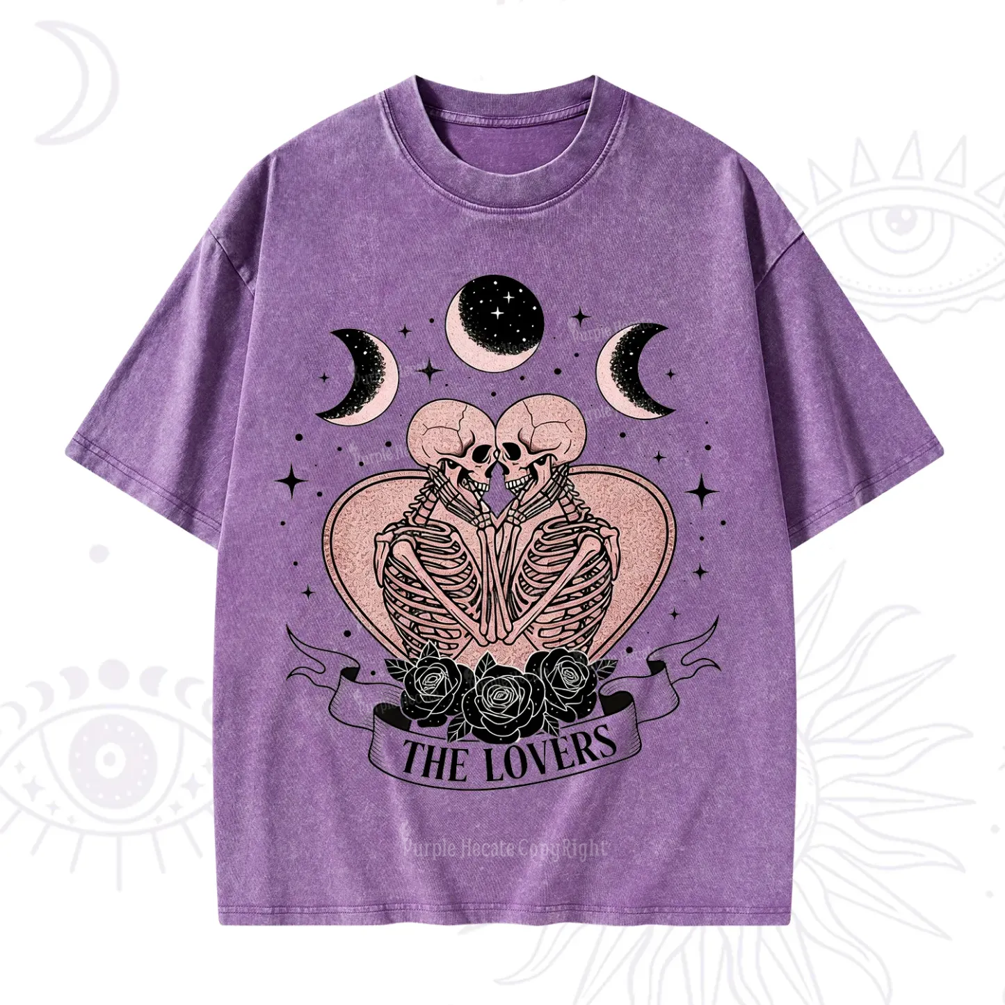 Purplehecate The Lovers of Skeletons Washed T-Shirt