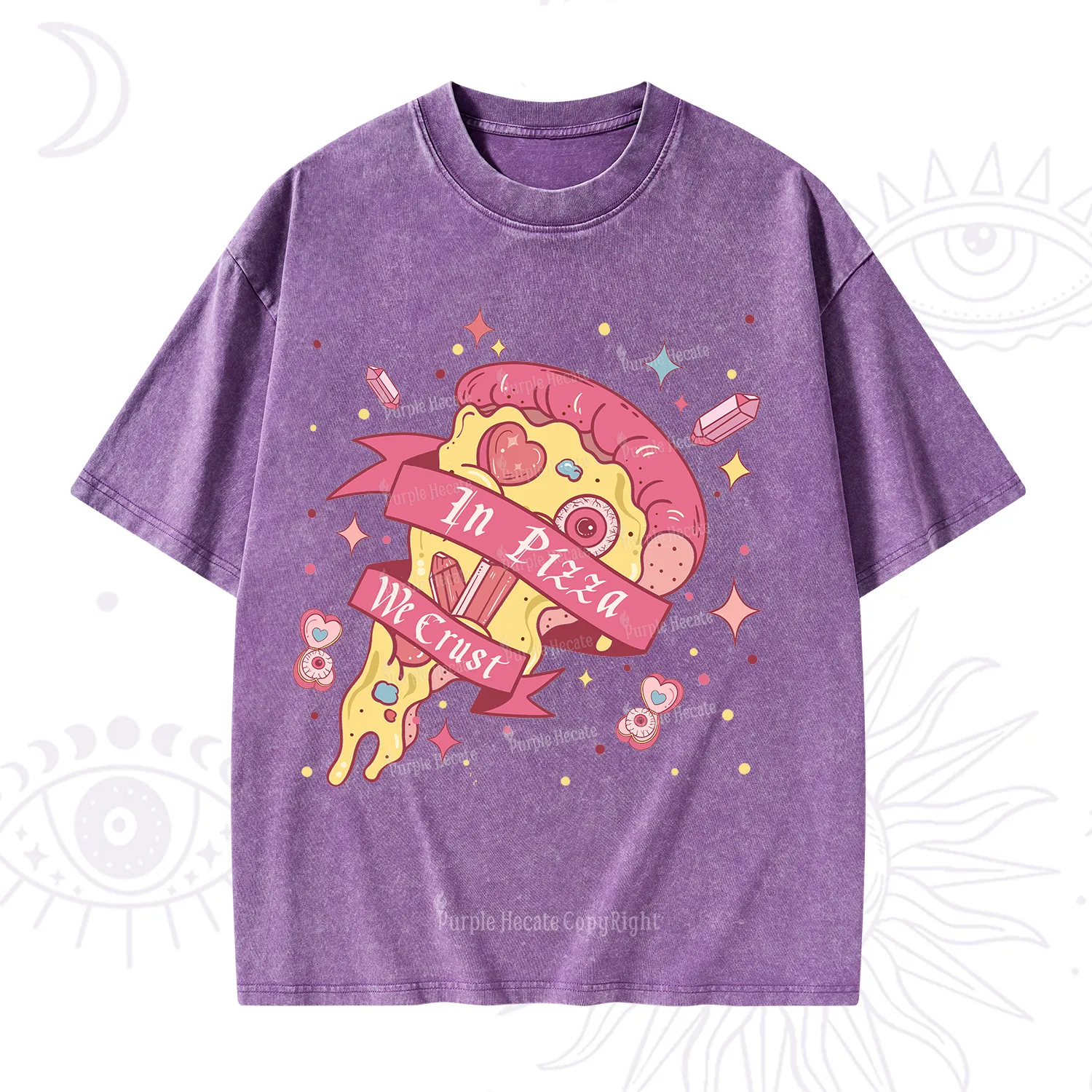 Purplehecate In Pizza We Crust Valentine Washed T-Shirt