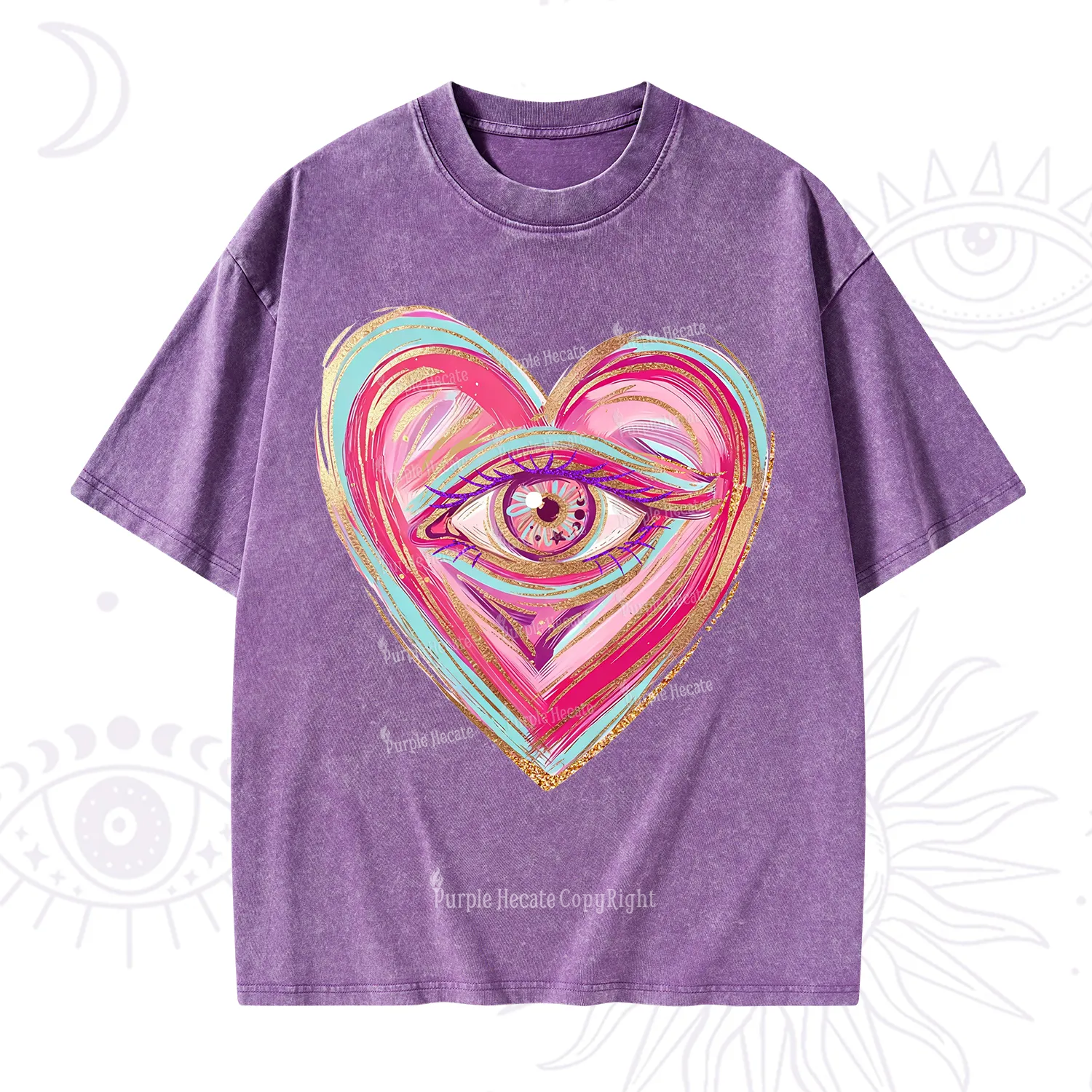Purplehecate Eyes With Hearth Washed T-Shirt