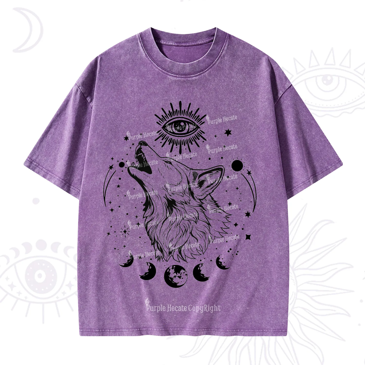 Purplehecate Howling Wolf Washed T-Shirt