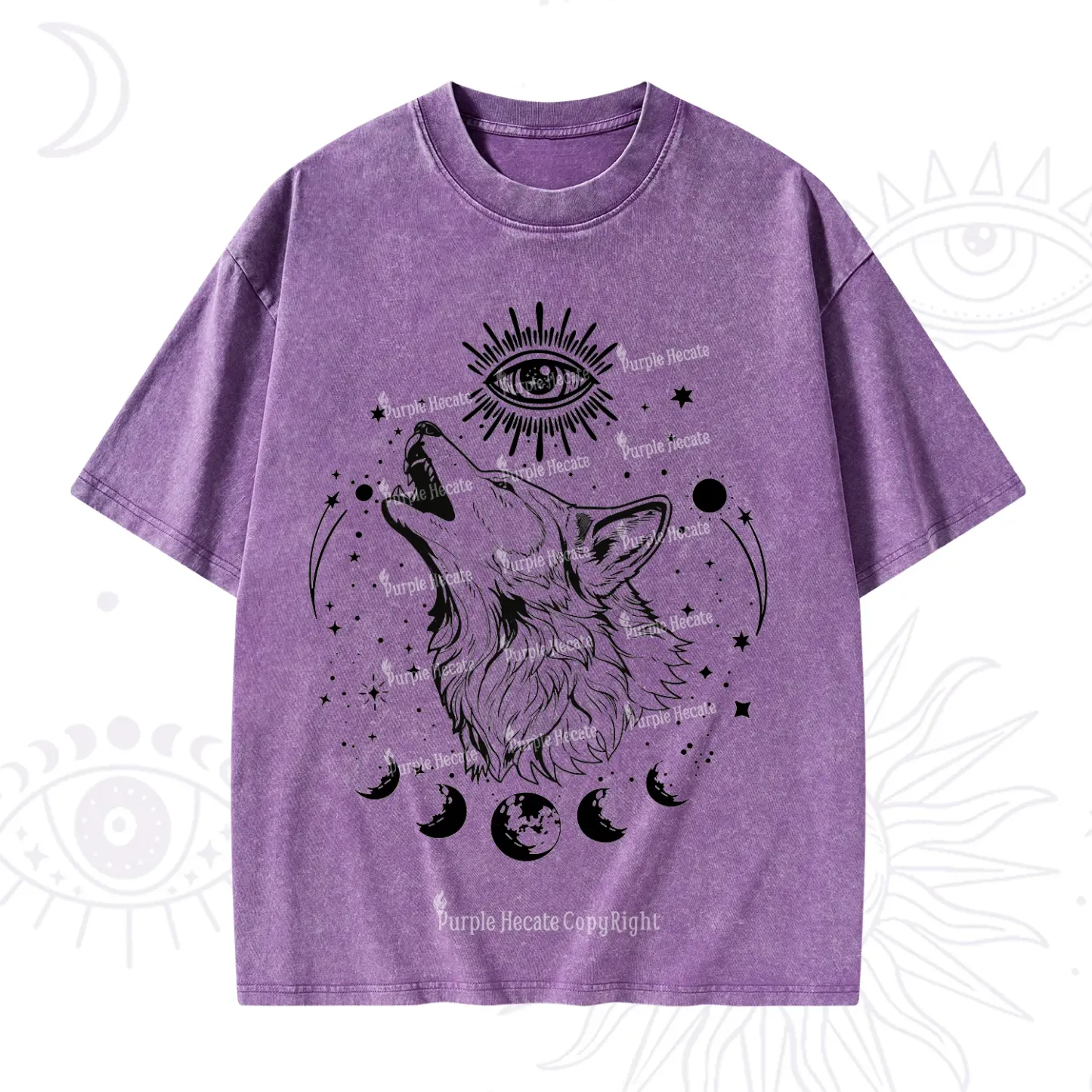 Purplehecate Howling Wolf Washed T-Shirt