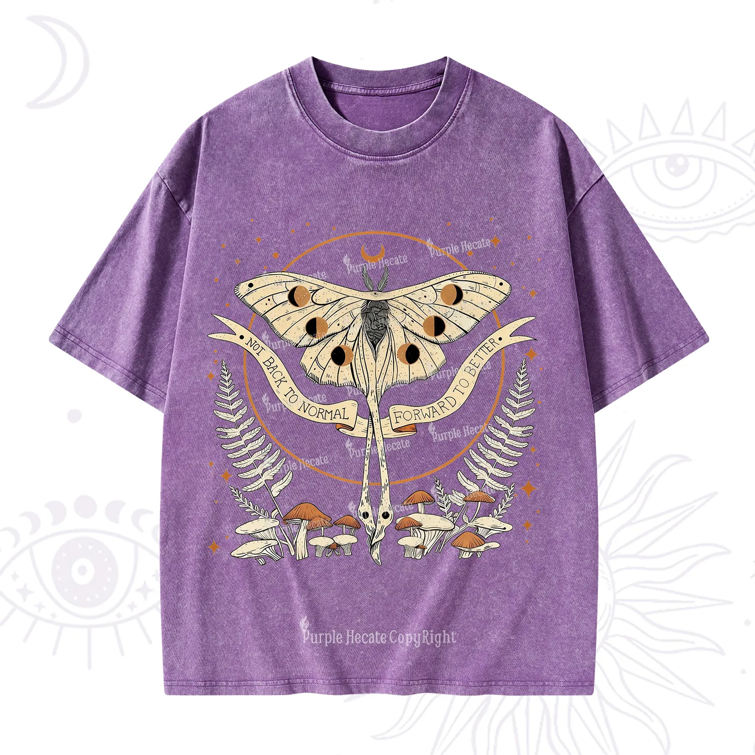 Purplehecate Celestial Moth Washed T-Shirt
