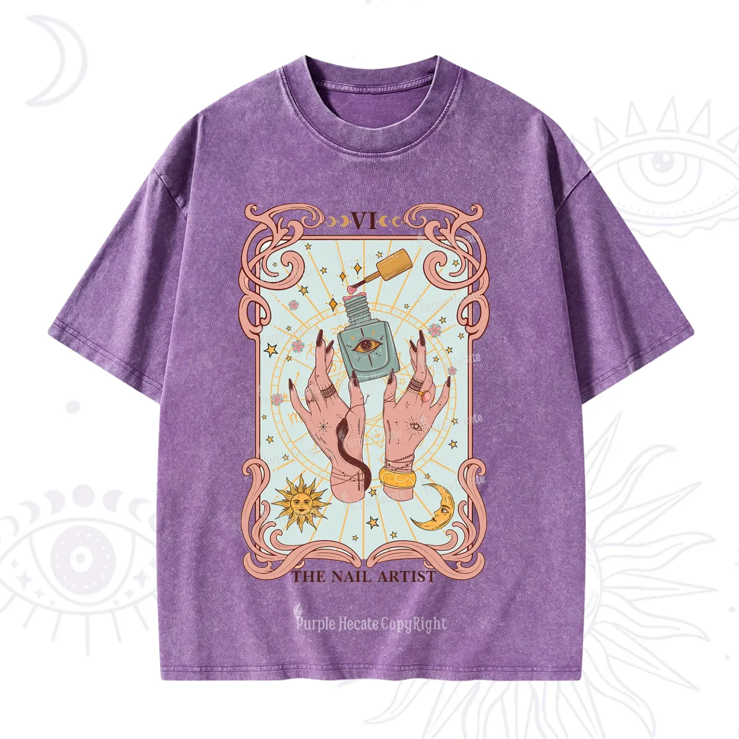 Purplehecate The Nail Artist Tarot Washed T-Shirt