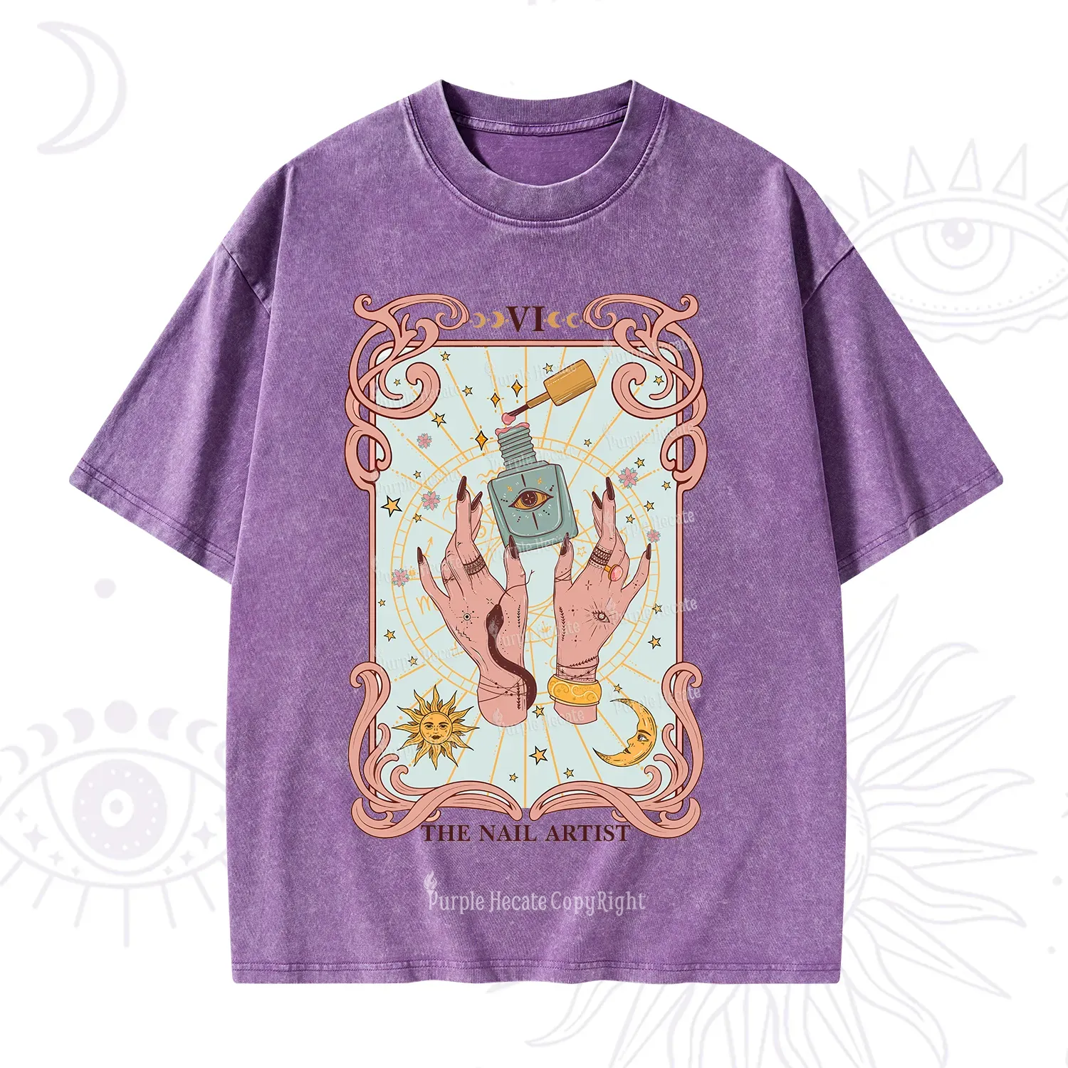 Purplehecate The Nail Artist Tarot Washed T-Shirt
