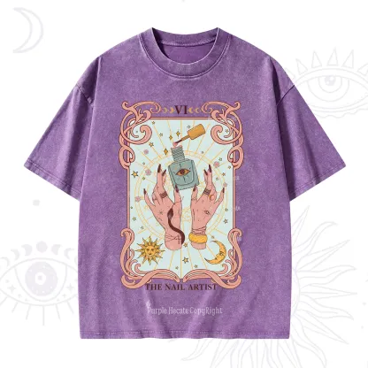 Purplehecate The Nail Artist Tarot Washed T-Shirt