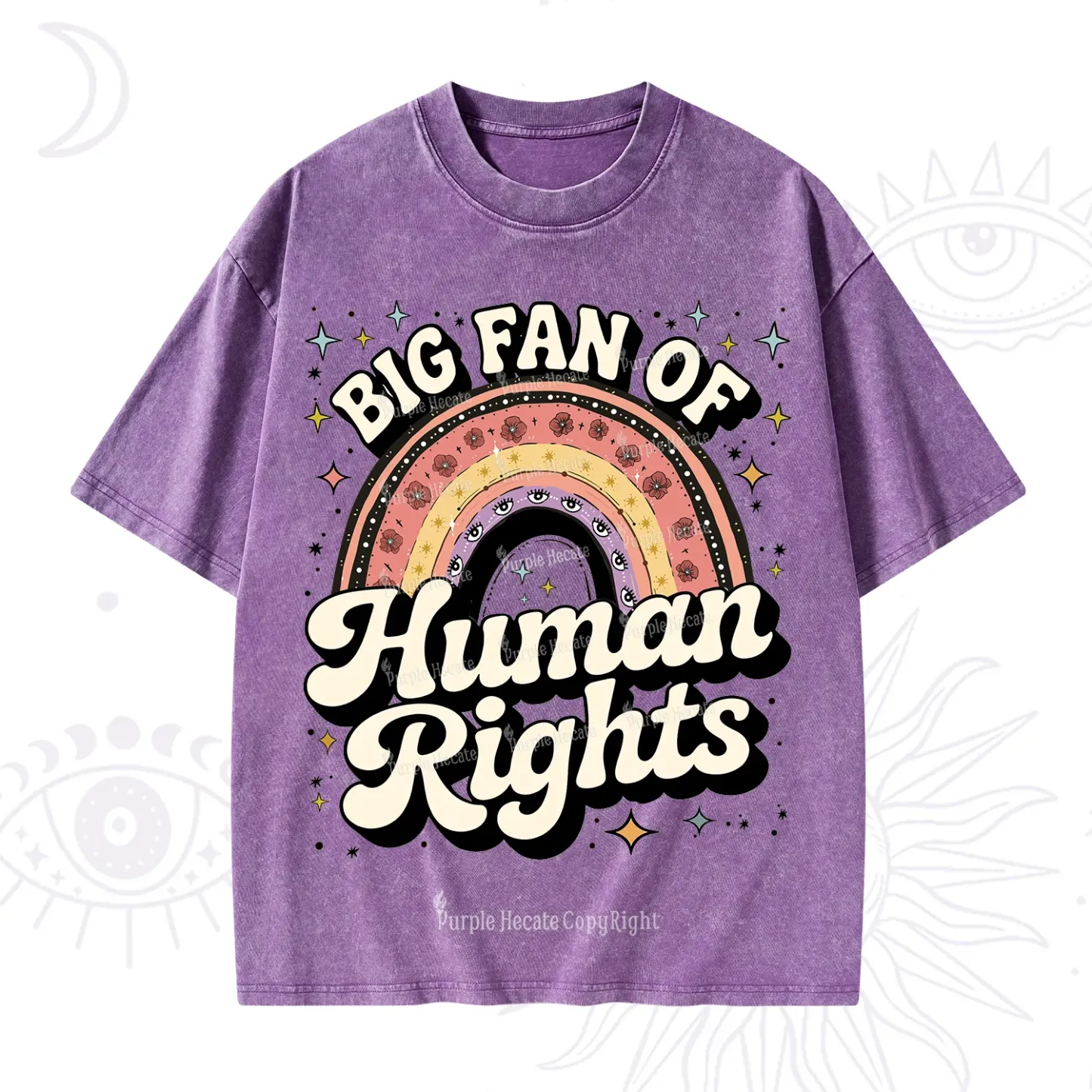 Purplehecate Big Fan Of Human Rights Rainbow Washed T-Shirt