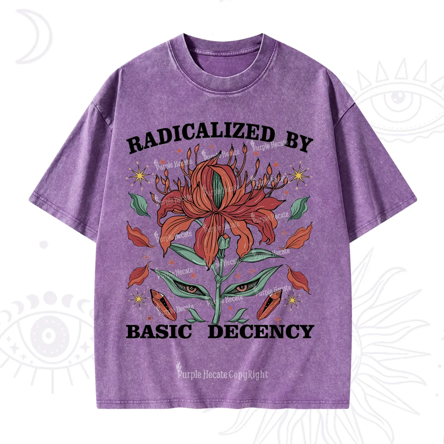 Purplehecate Radicalized By Basic Decency Washed T-Shirt