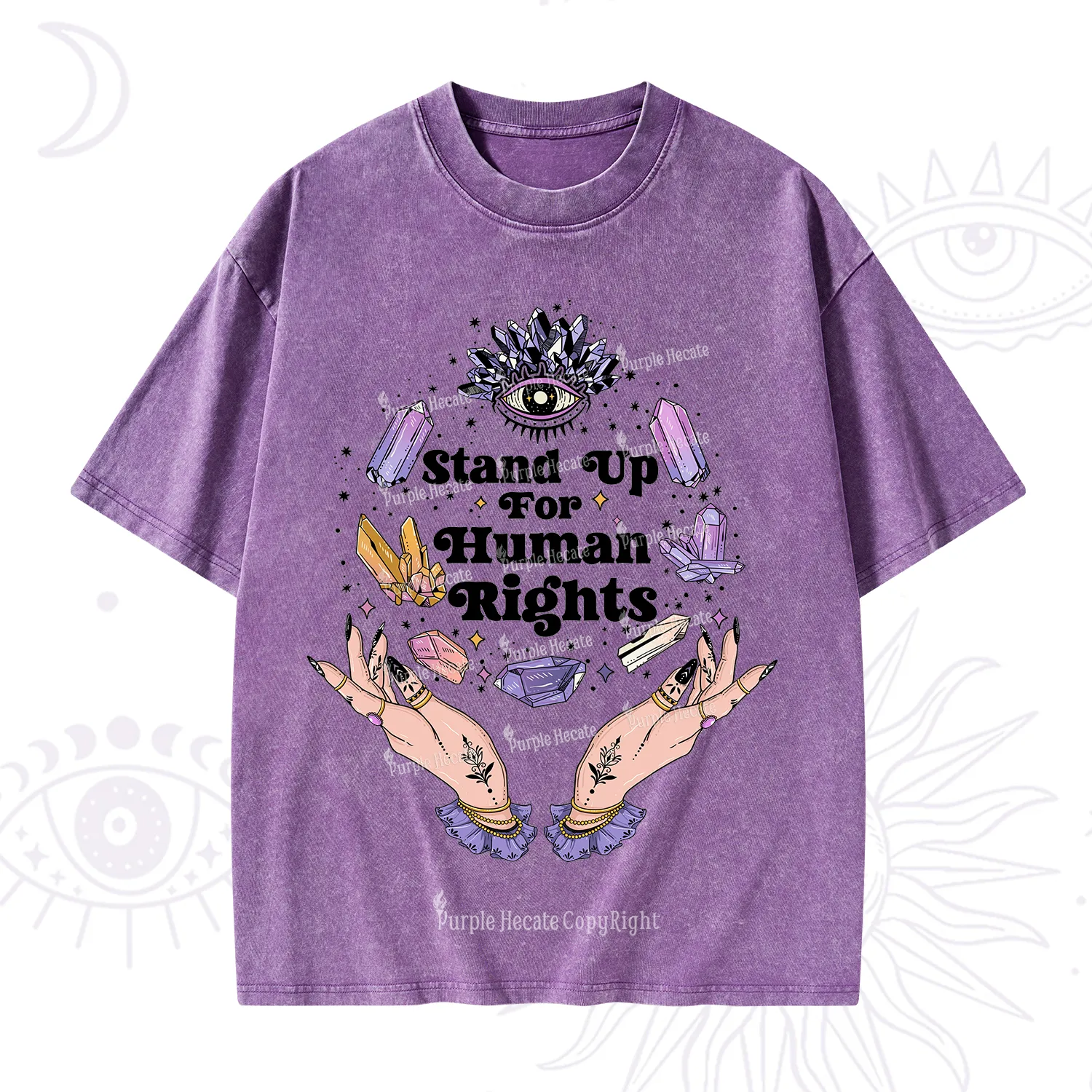 Purplehecate Stand Up For Human Rights Washed T-Shirt