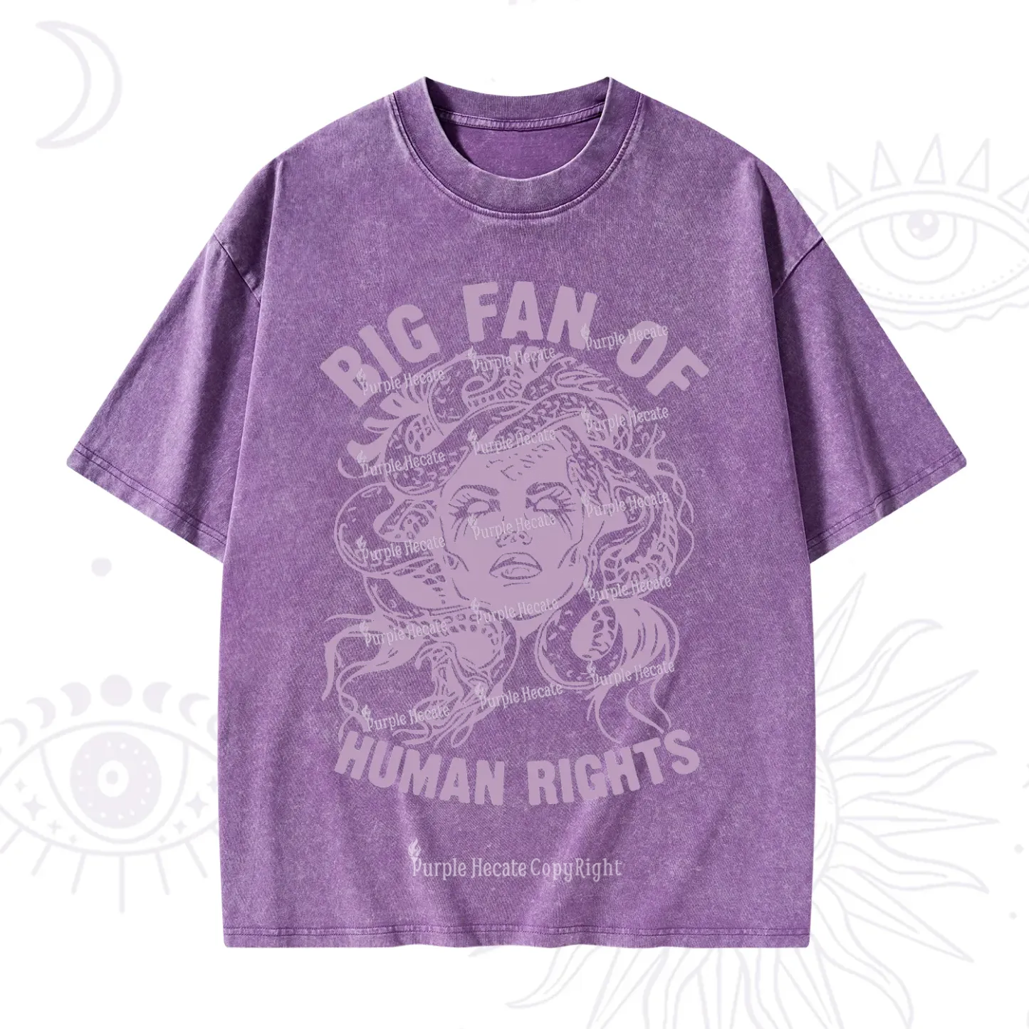 Purplehecate Big Fan of Human Rights Washed T-Shirt