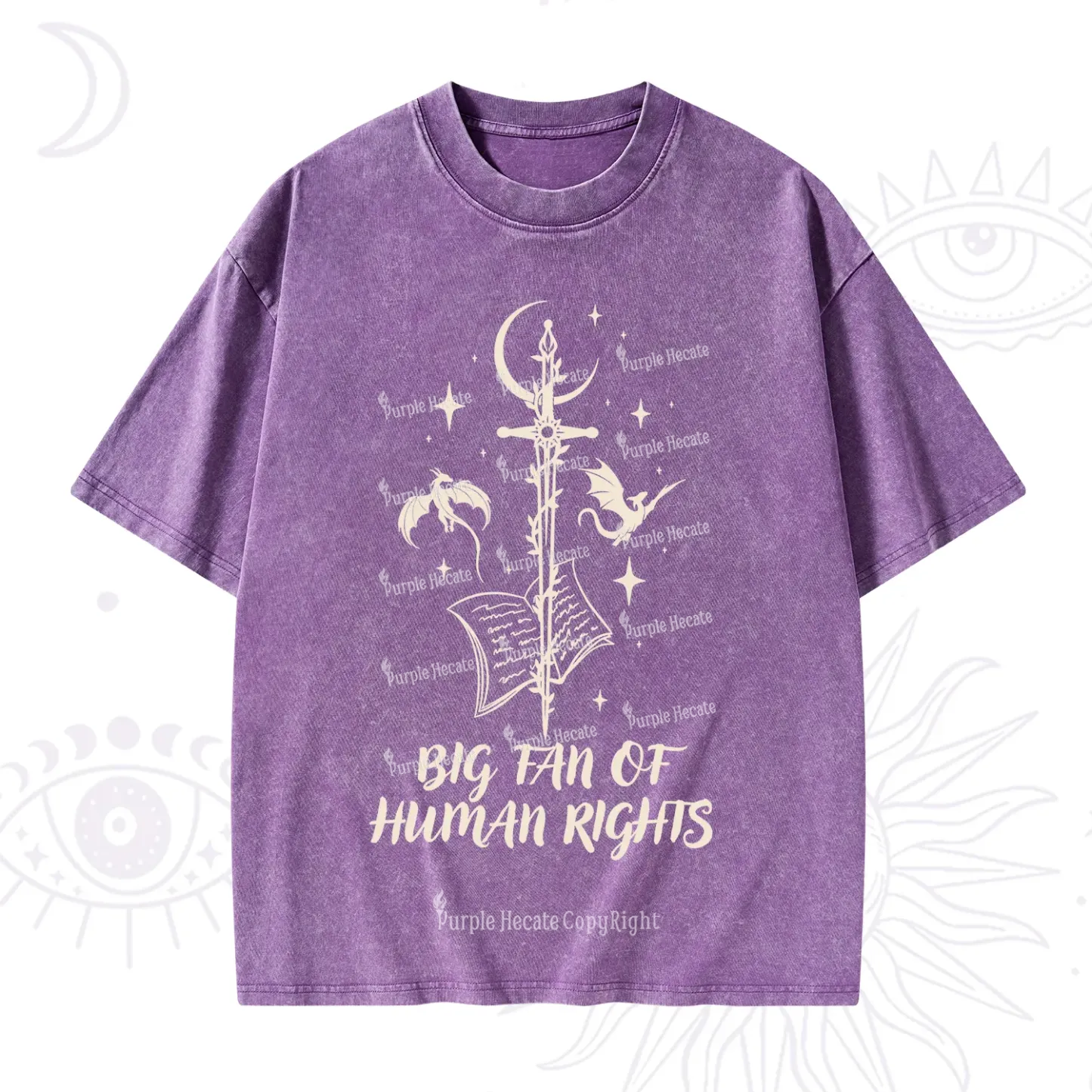 Purplehecate Big Fan Of Human Rights Washed T-Shirt