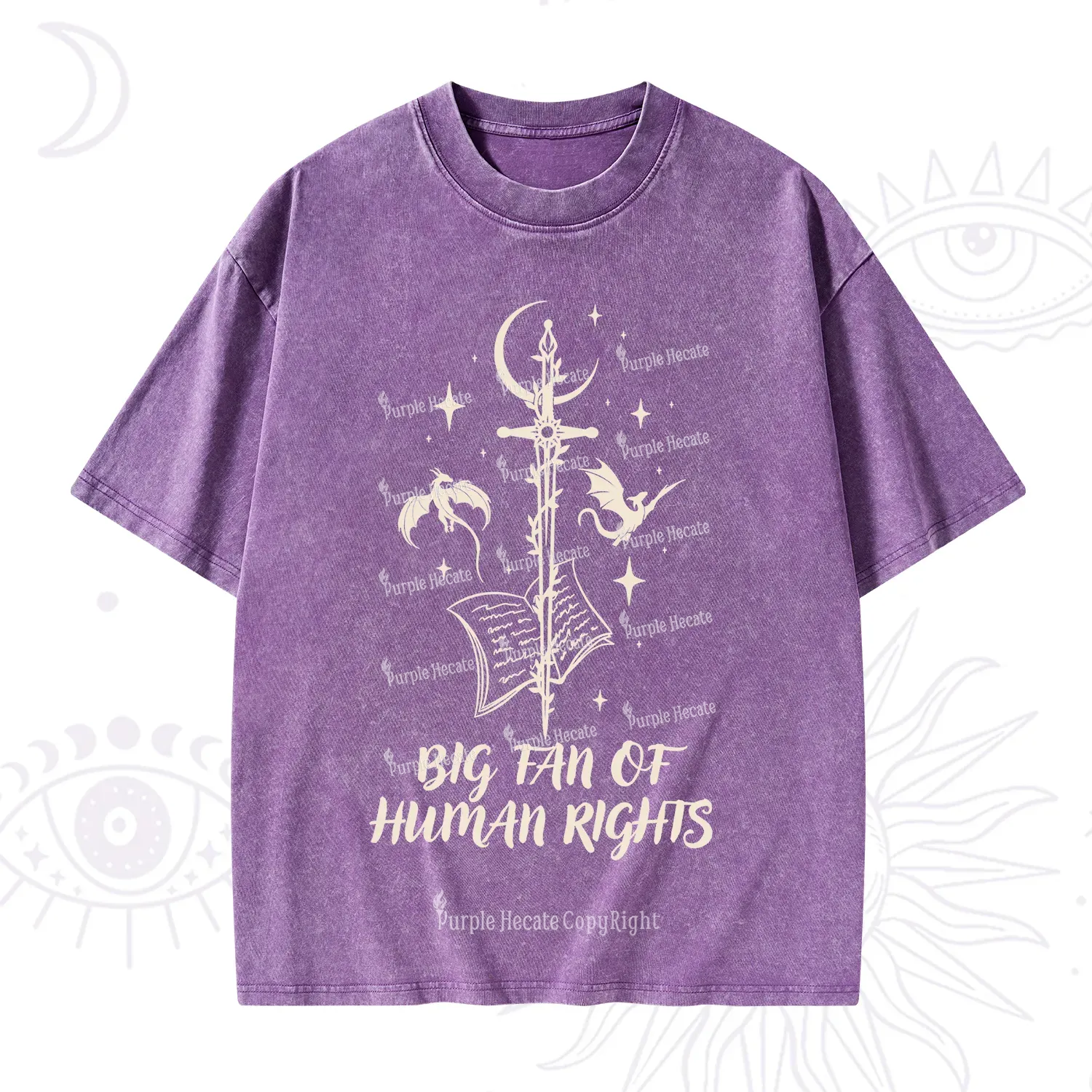 Purplehecate Big Fan Of Human Rights Washed T-Shirt