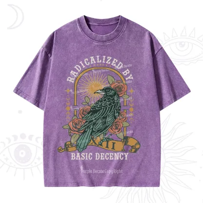 Purplehecate Radicalized By Basic Decency Washed T-Shirt