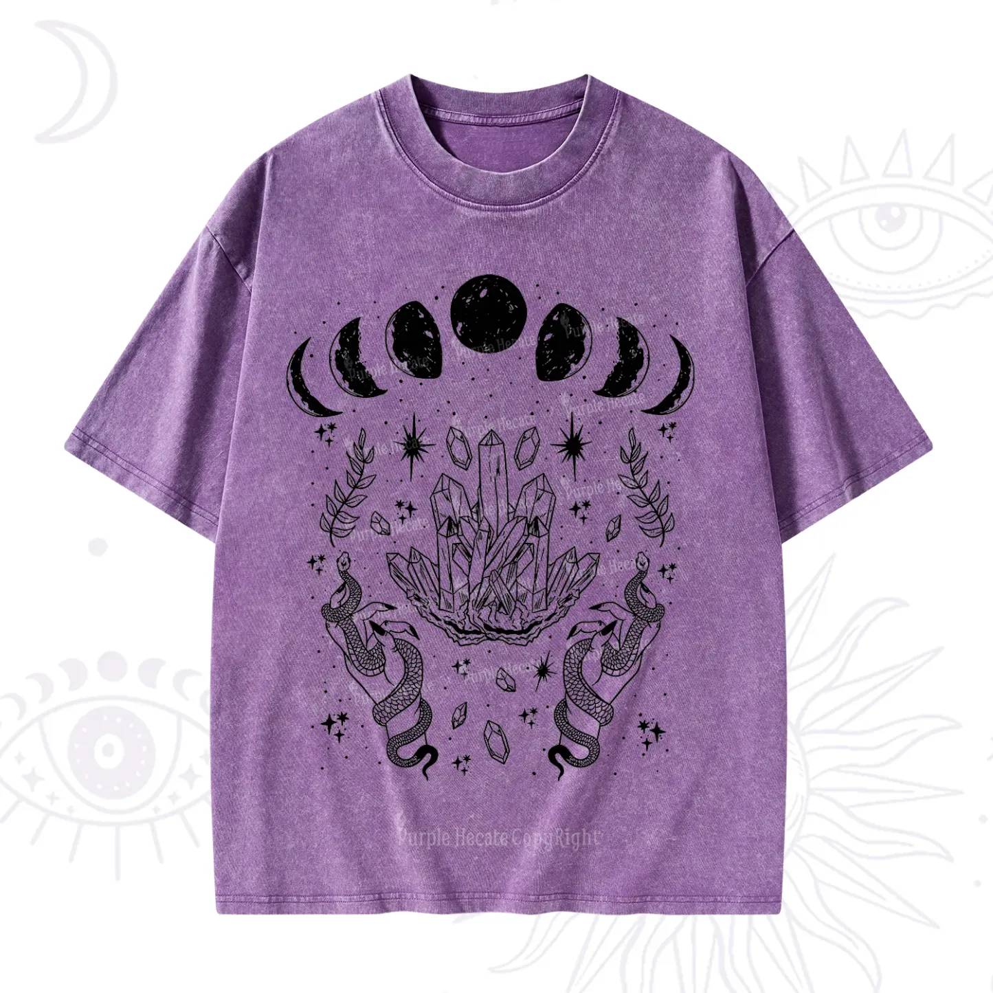Purplehecate Serpents of the Moon Washed T-Shirt