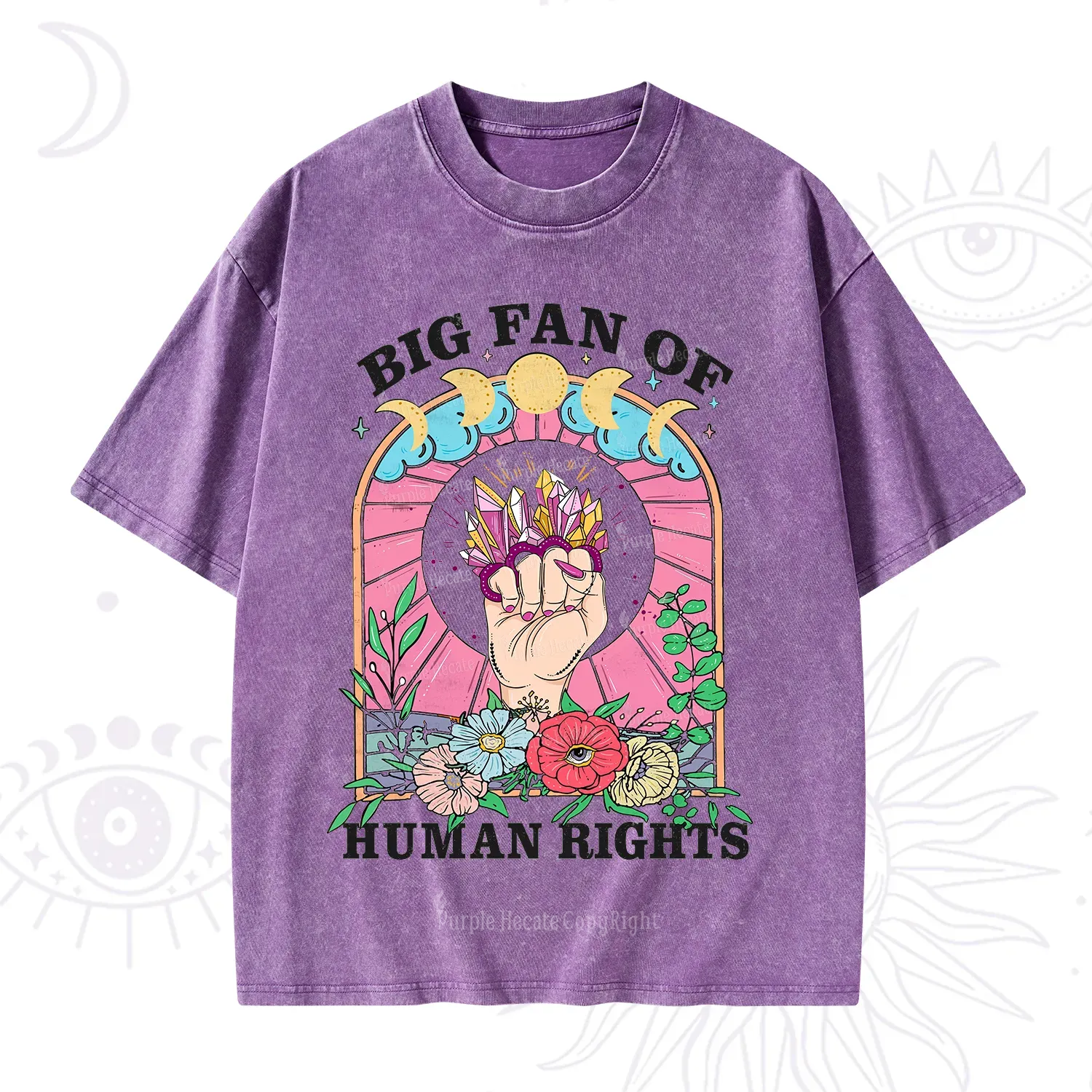 Purplehecate Big Fan of Human Rights Washed T-Shirt