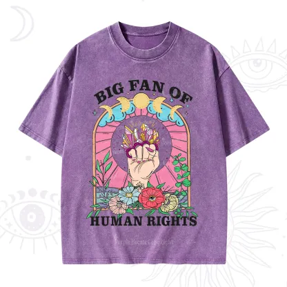 Purplehecate Big Fan of Human Rights Washed T-Shirt