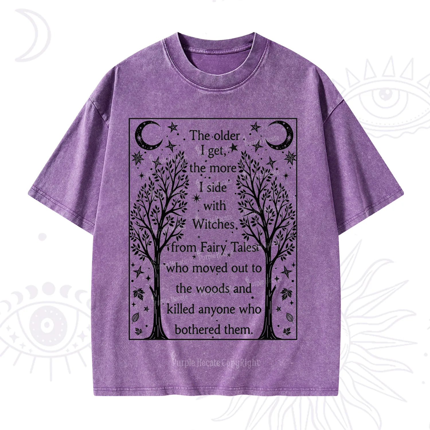 Purplehecate Side With Witches Washed T-Shirt