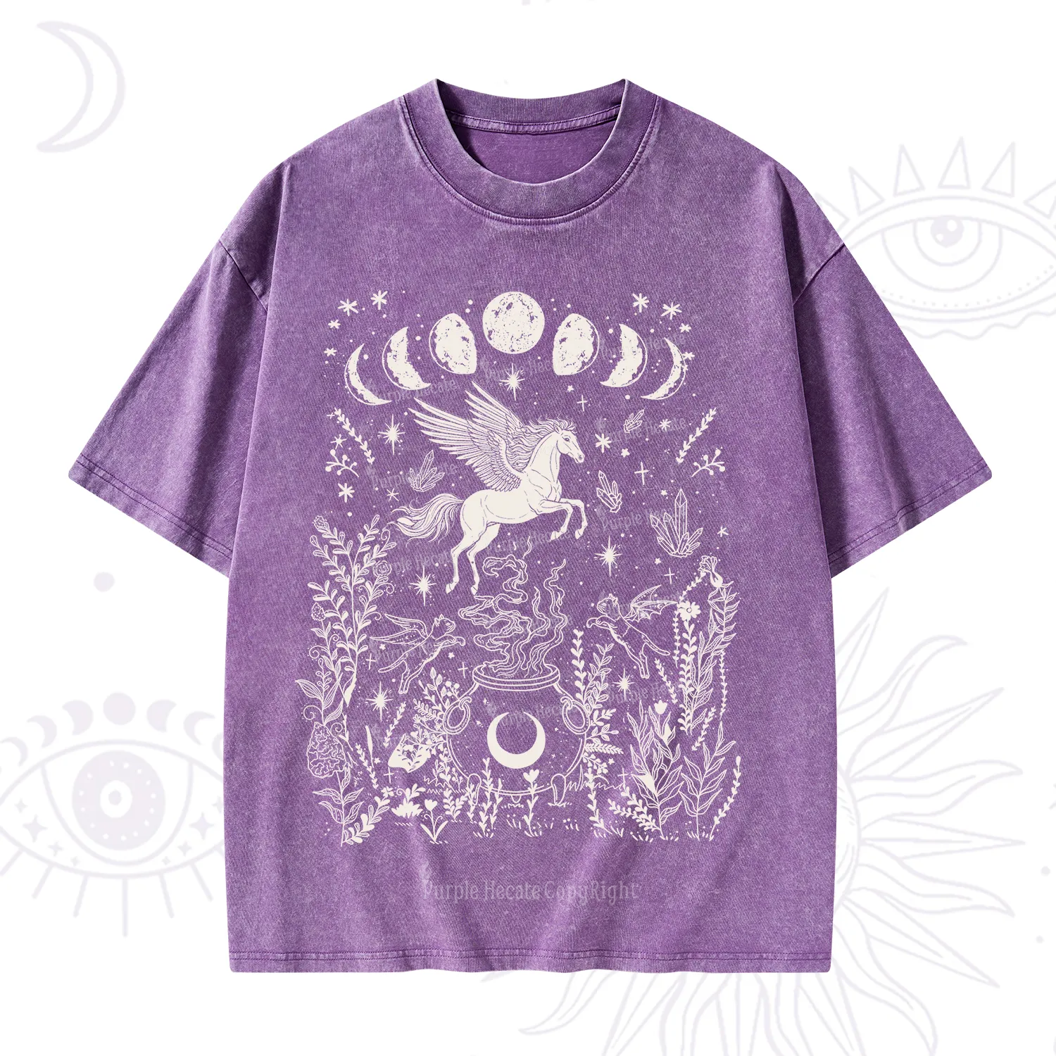 Purplehecate Celestial Pegasus Washed T-Shirt