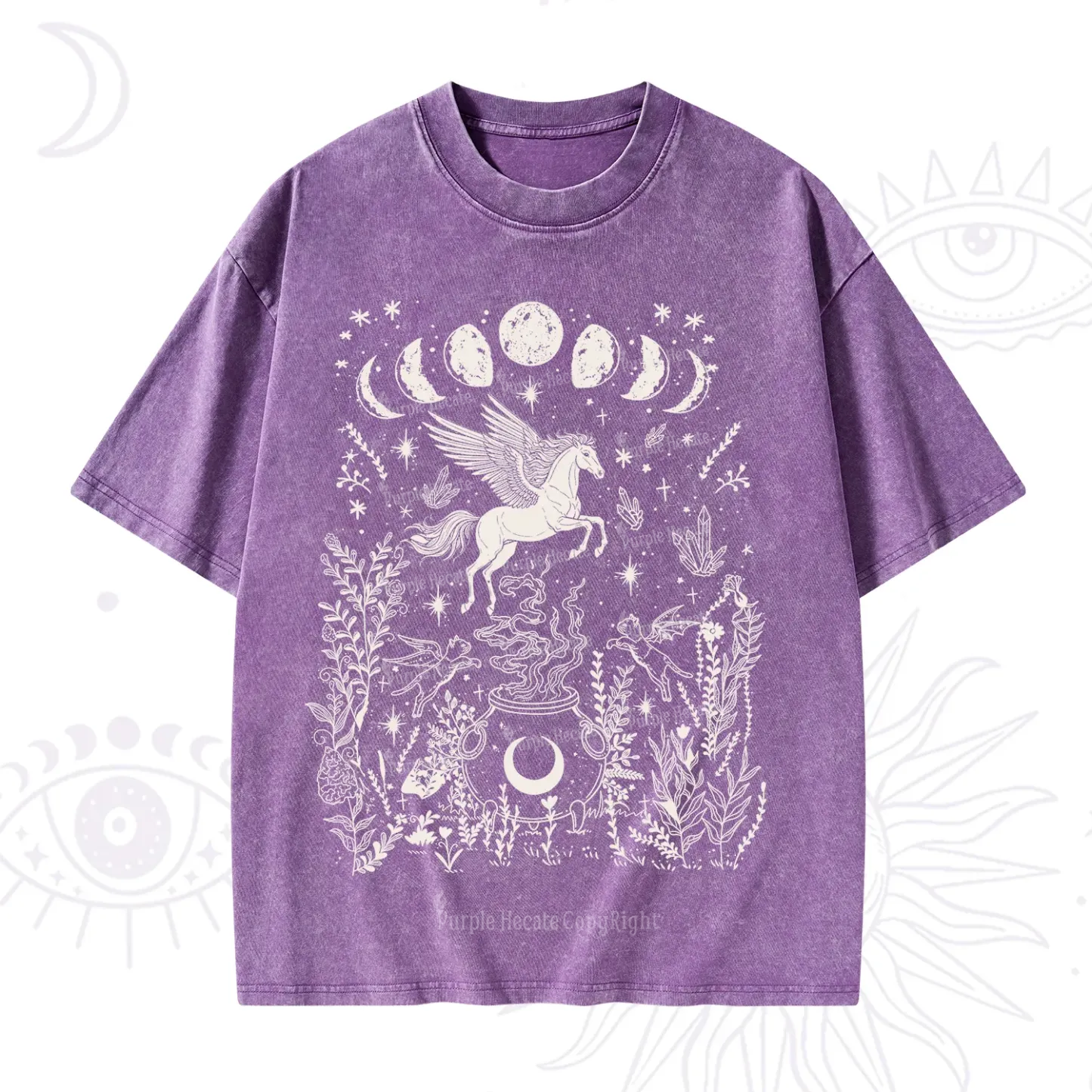 Purplehecate Celestial Pegasus Washed T-Shirt
