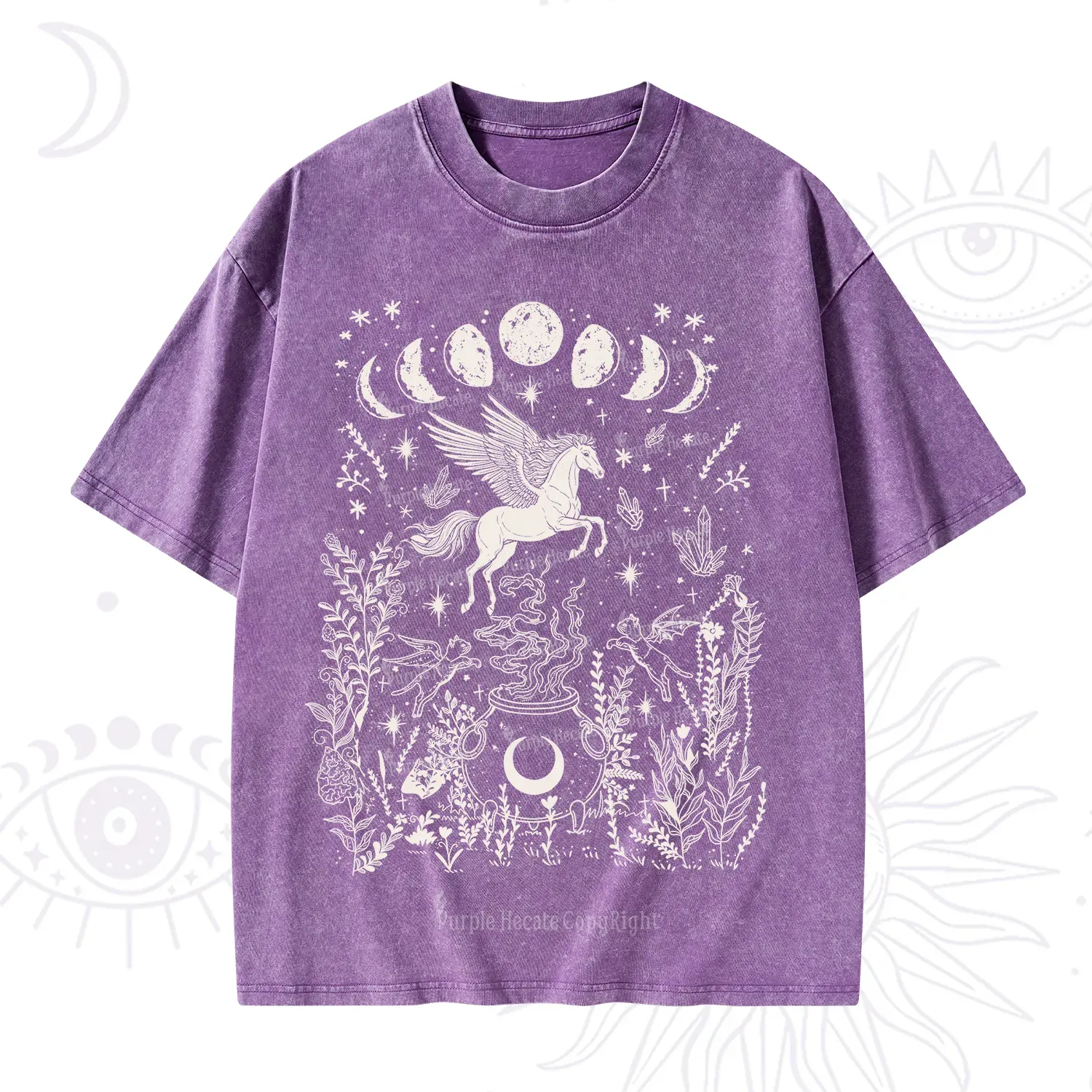 Purplehecate Celestial Pegasus Washed T-Shirt