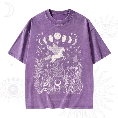 Purplehecate Celestial Pegasus Washed T-Shirt