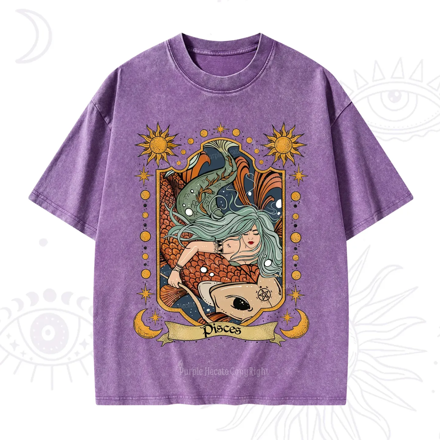 Purplehecate Mystic Pisces Zodiac Washed T-Shirt