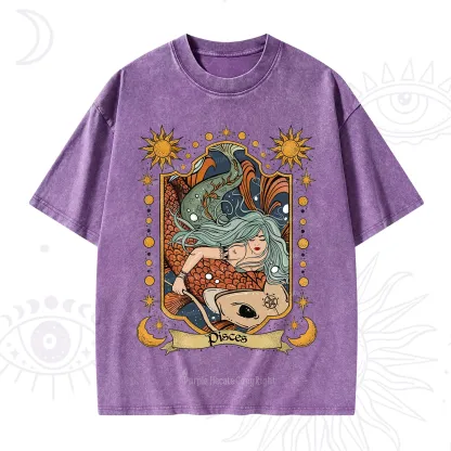 Purplehecate Mystic Pisces Zodiac Washed T-Shirt