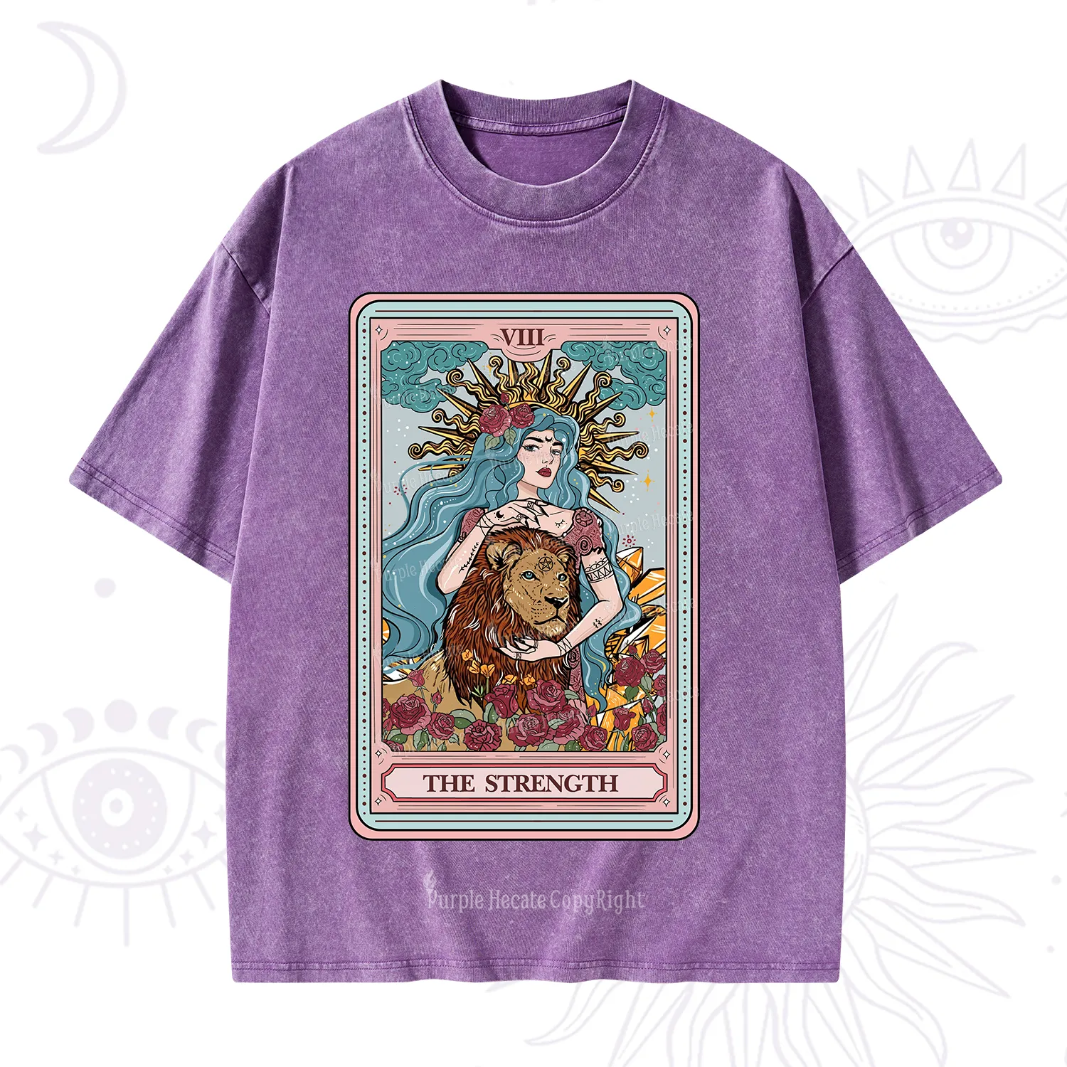 Purplehecate The Strength Tarot Card Washed T-Shirt