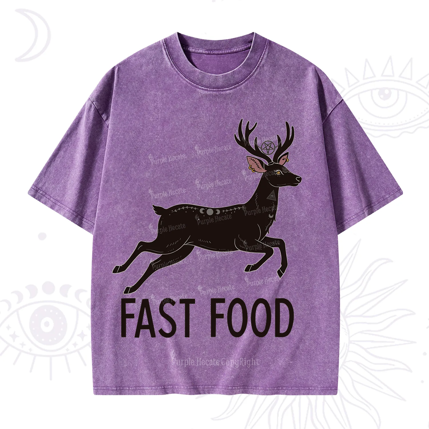 Purplehecate Fast Food Deer Washed T-Shirt