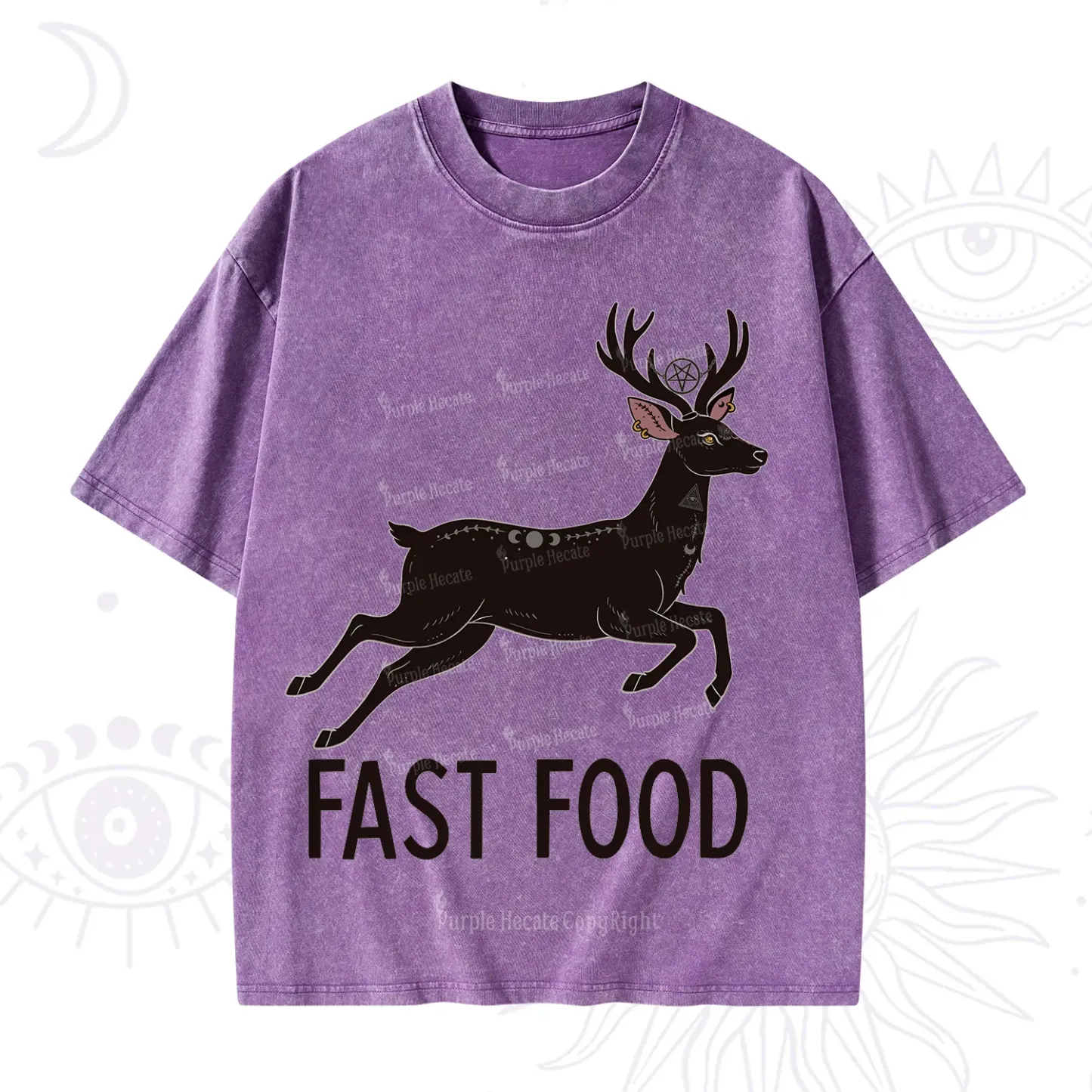 Purplehecate Fast Food Deer Washed T-Shirt