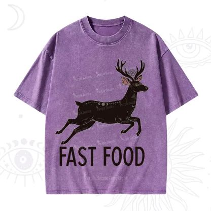 Purplehecate Fast Food Deer Washed T-Shirt
