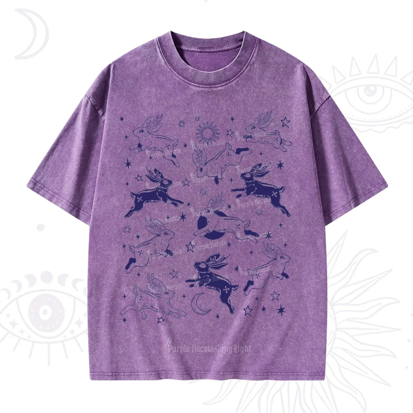 Purplehecate Bunnies in Space Washed T-Shirt