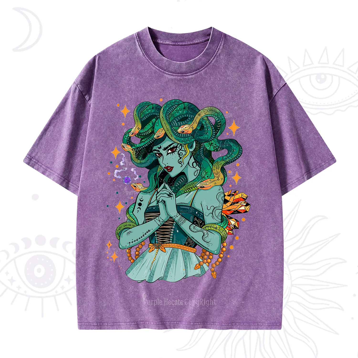 Purplehecate The Gorgon Medusa Washed T-Shirt
