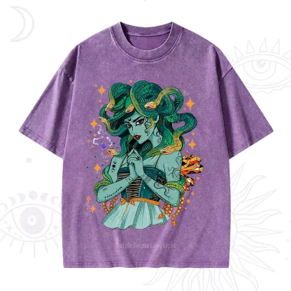 Purplehecate The Gorgon Medusa Washed T-Shirt