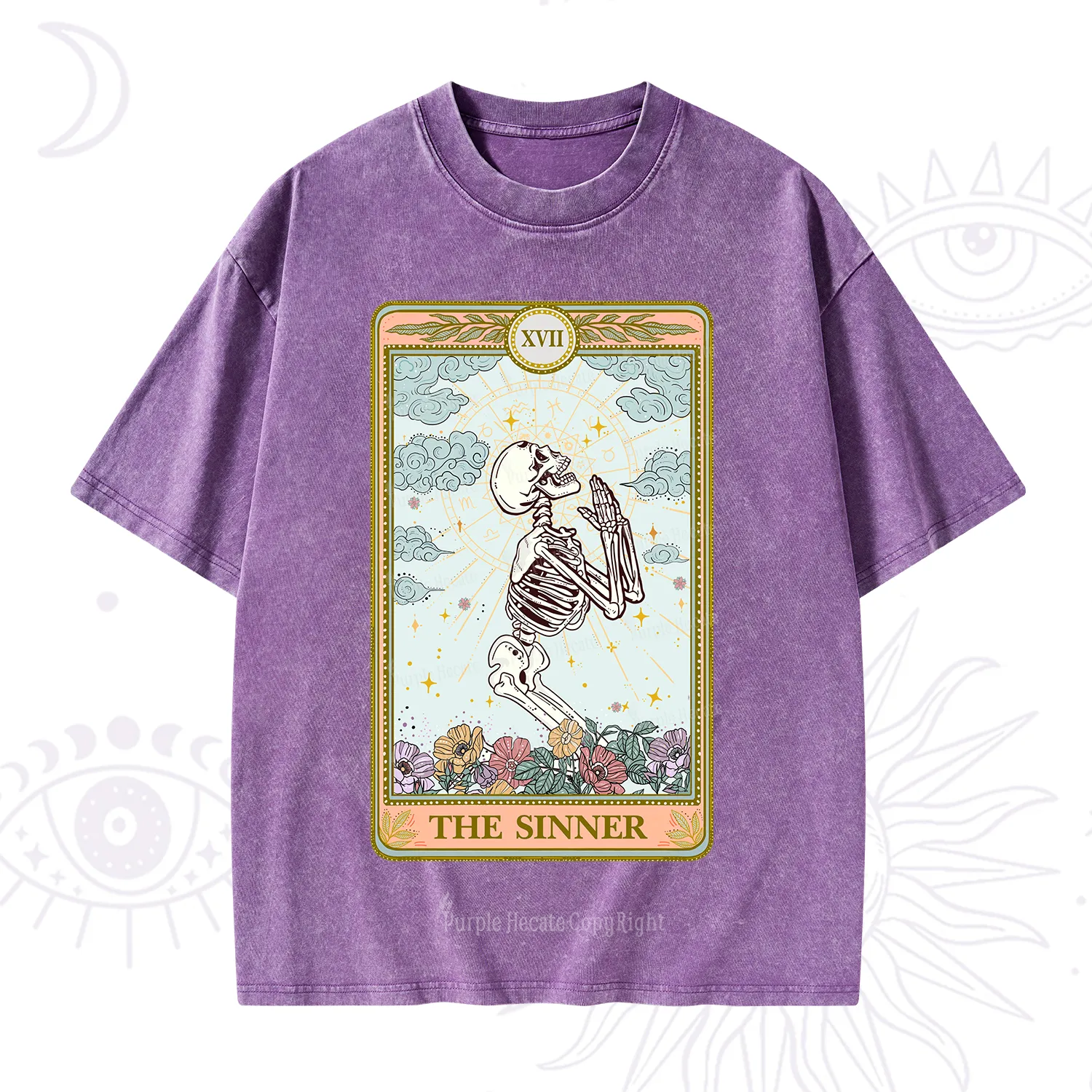 Purplehecate The Sinner Tarot Card Washed T-Shirt
