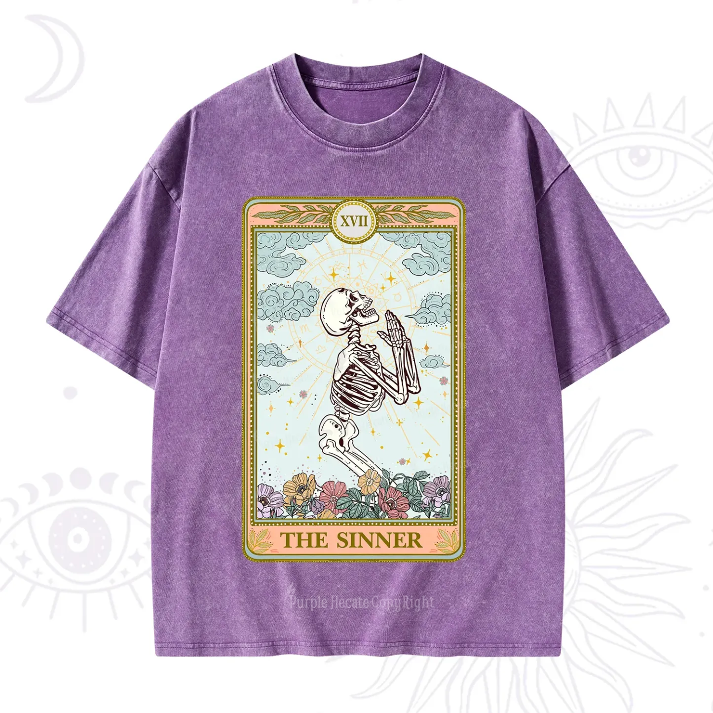 Purplehecate The Sinner Tarot Card Washed T-Shirt