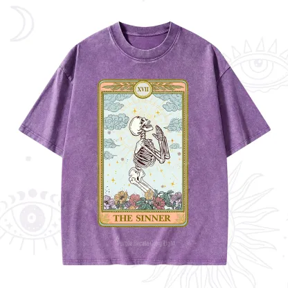 Purplehecate The Sinner Tarot Card Washed T-Shirt