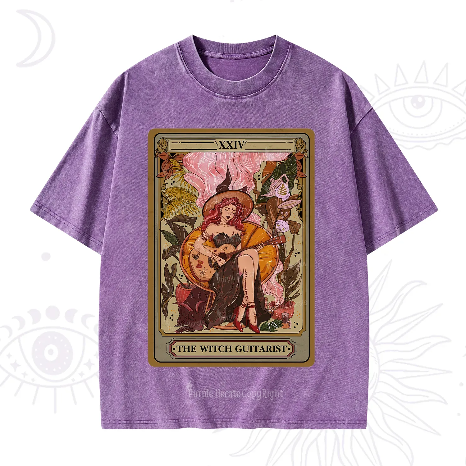 Purplehecate The Witch Guitarist Tarot Washed T-Shirt