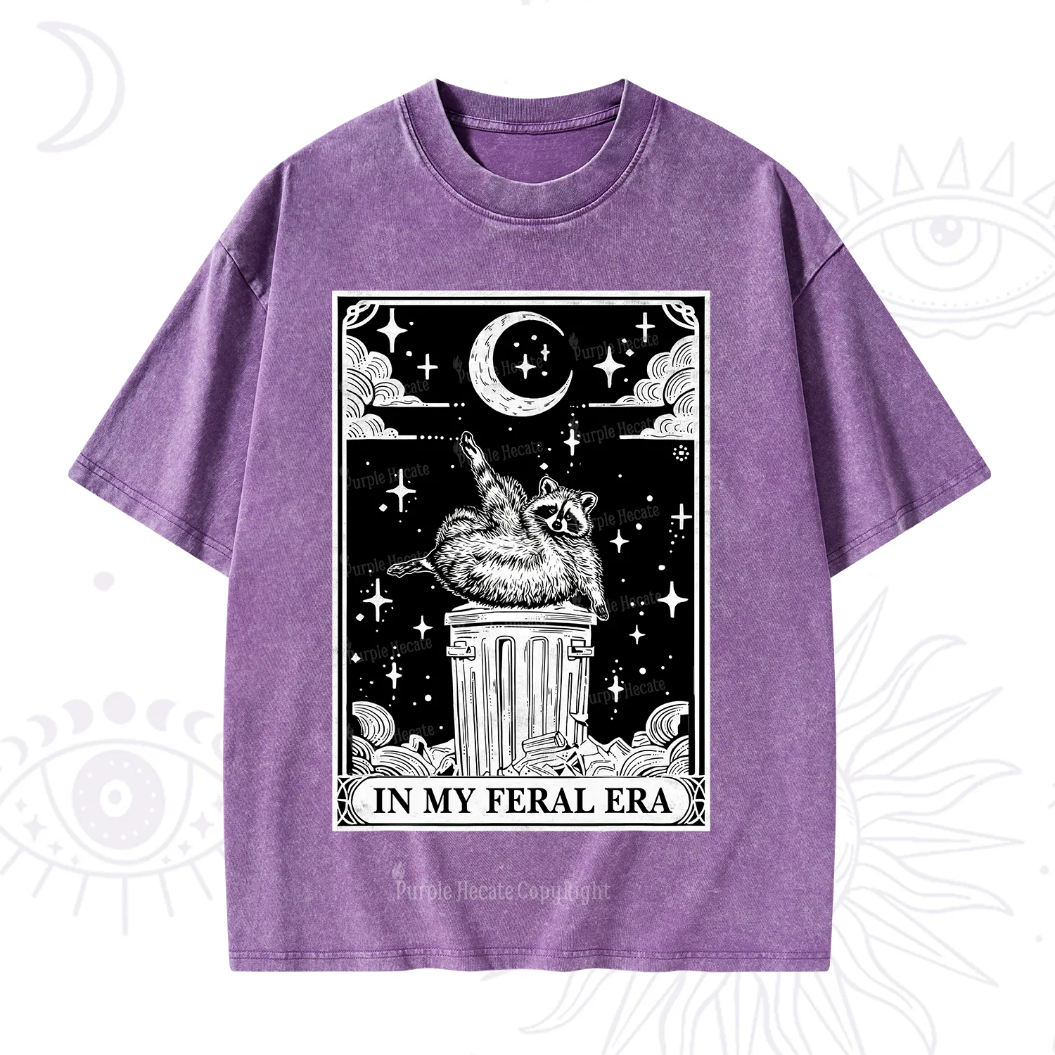 Purplehecate In My Feral Era Raccoon Tarot Washed T-Shirt