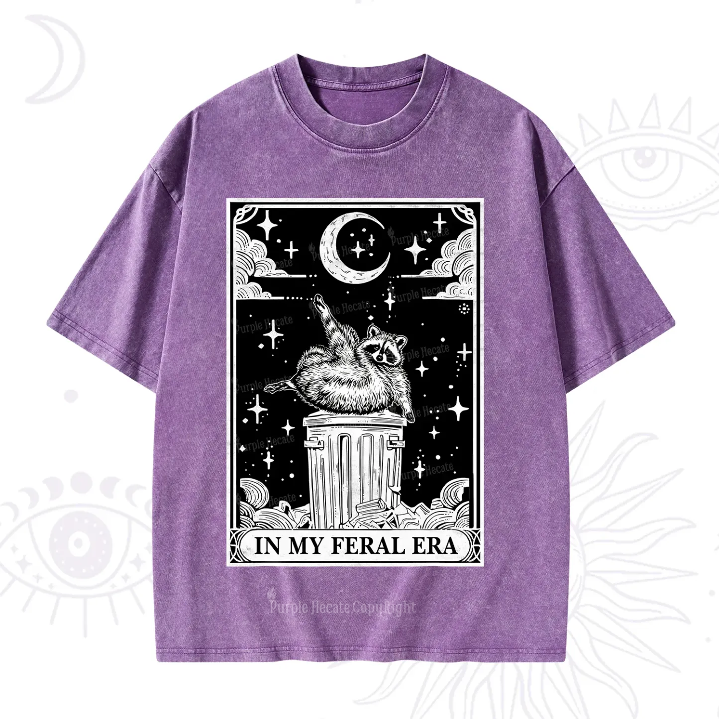 Purplehecate In My Feral Era Raccoon Tarot Washed T-Shirt