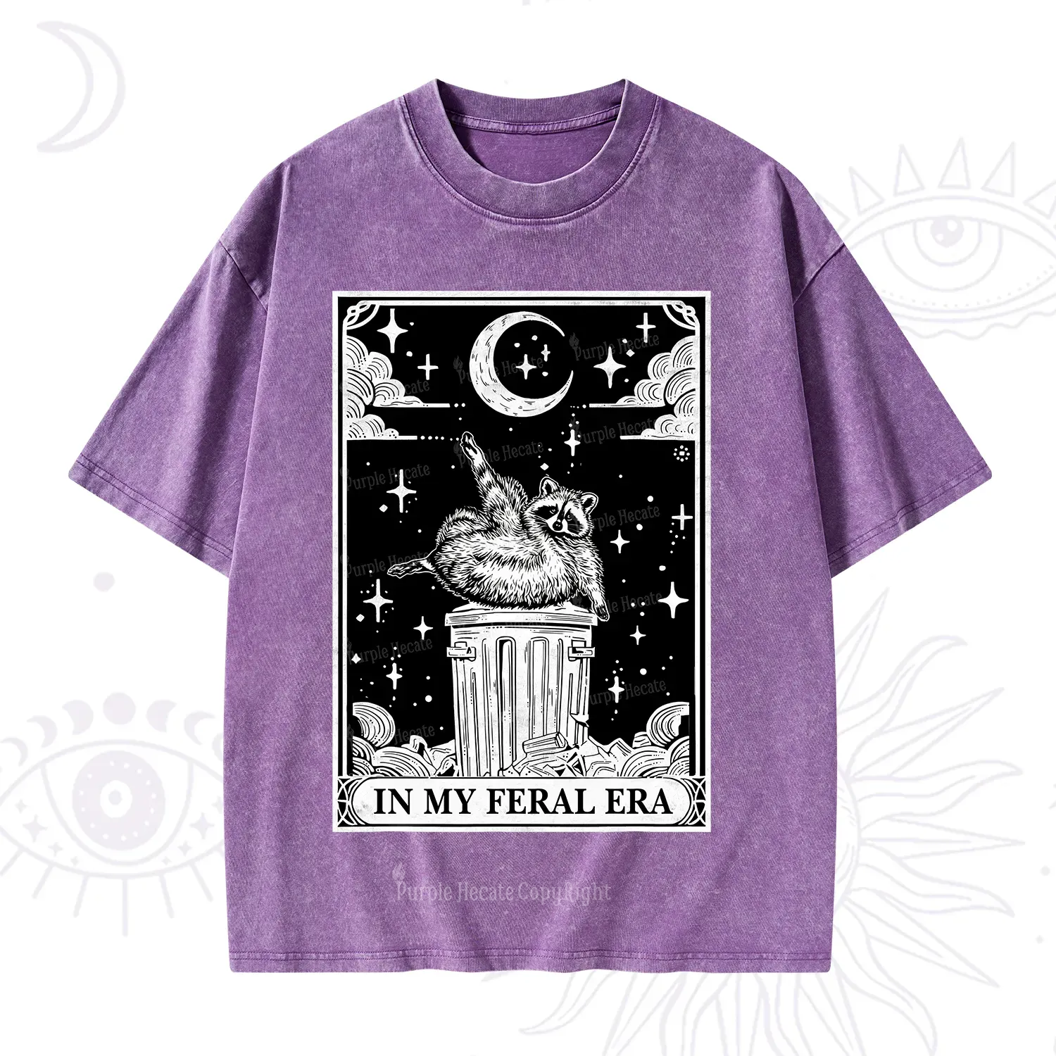 Purplehecate In My Feral Era Raccoon Tarot Washed T-Shirt