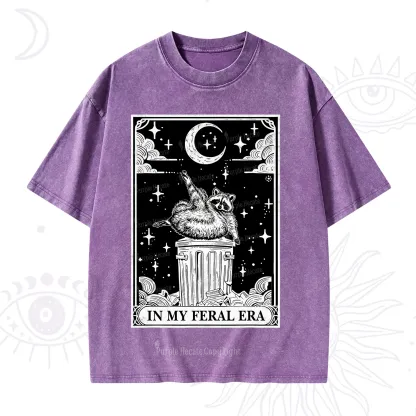 Purplehecate In My Feral Era Raccoon Tarot Washed T-Shirt