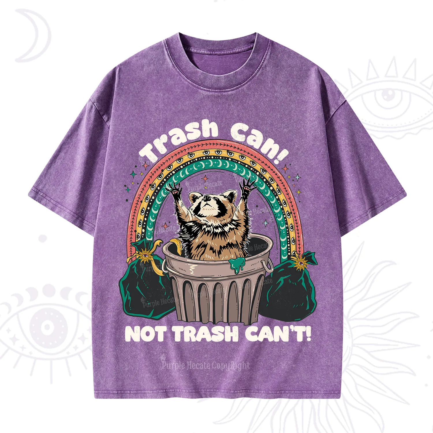 Purplehecate Trash Can Not Trash Can't Raccoon Washed T-Shirt